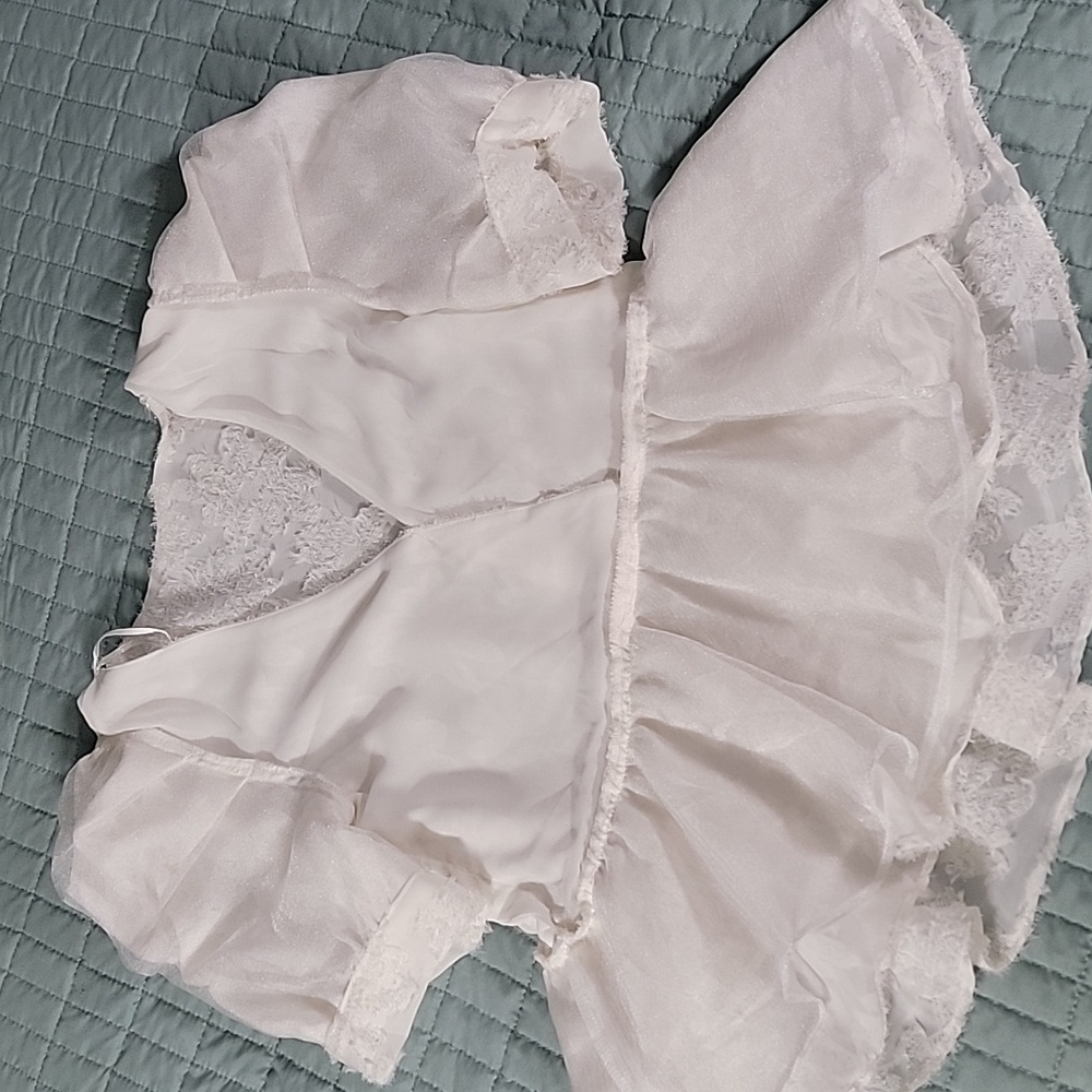 ZARA Womens White Shaggy V-Neck Peplum Top/Blouse Size Small - Picture 15 of 16